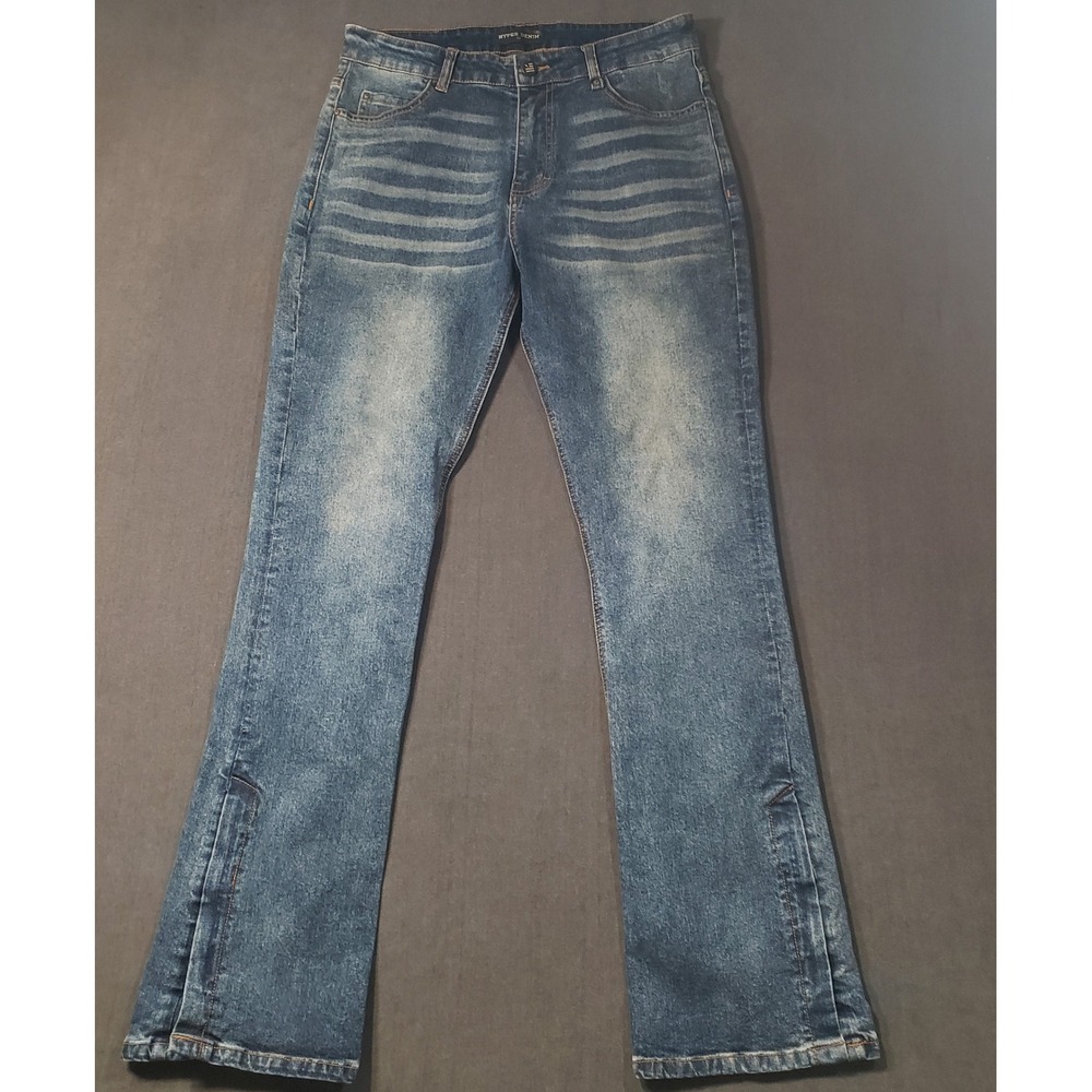 Hyper Denim Jeans Mens 32 Blue Medium Wash Zipper Ankle Streetwear Slim Fit